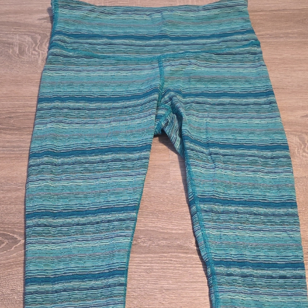Lululemon Athletica Teal Striped Leggings
